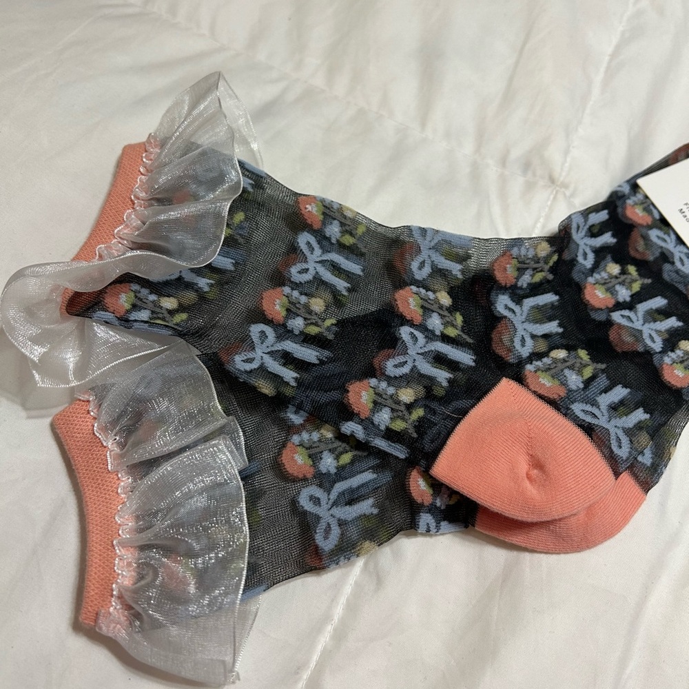 Sock Candy Floral Socks with Ruffle Trim - Picture 4 of 5